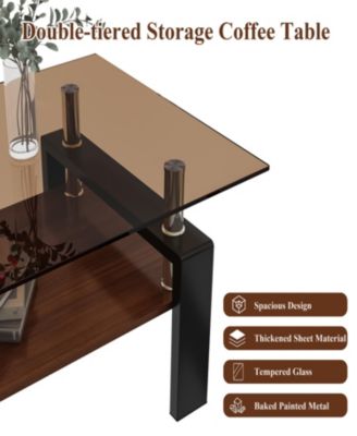Glass Top Rectangle Table for Living Room