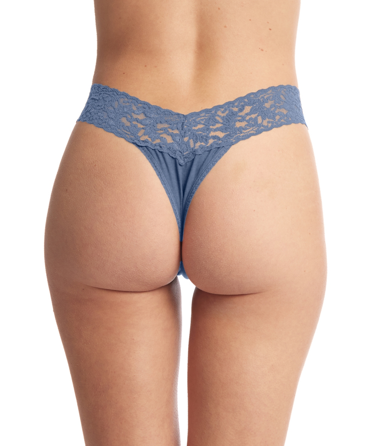 Hanky Panky Cotton With A Conscience Original-rise Thong In Washed Indigo Blue