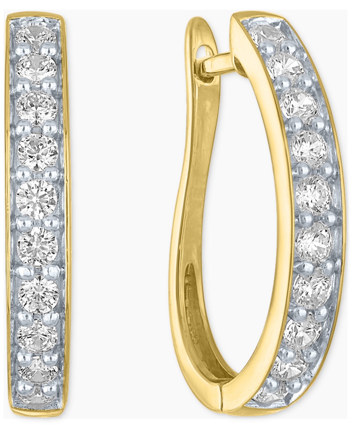 Forever Grown Diamonds Lab-grown Diamond Hoop Earrings (1 Ct. T.w.) In Sterling Silver Or 14k Gold-plated Sterling Silver In Gold-plated Sterling Silver