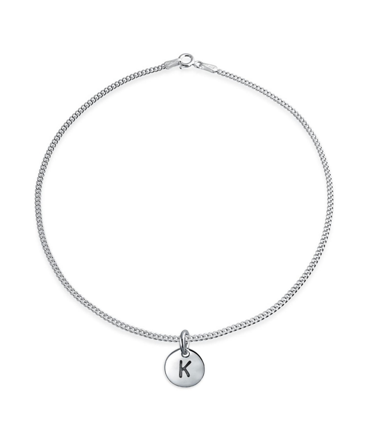 Bling Jewelry Letter Block Alphabet Initial Disc Anklet .925 Sterling Silver Inch