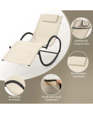 1 PCS Outdoor Rocking Lounge Chair with Removable Headrest Breathable Backrest & Seat