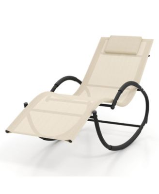 1 PCS Outdoor Rocking Lounge Chair with Removable Headrest Breathable Backrest & Seat