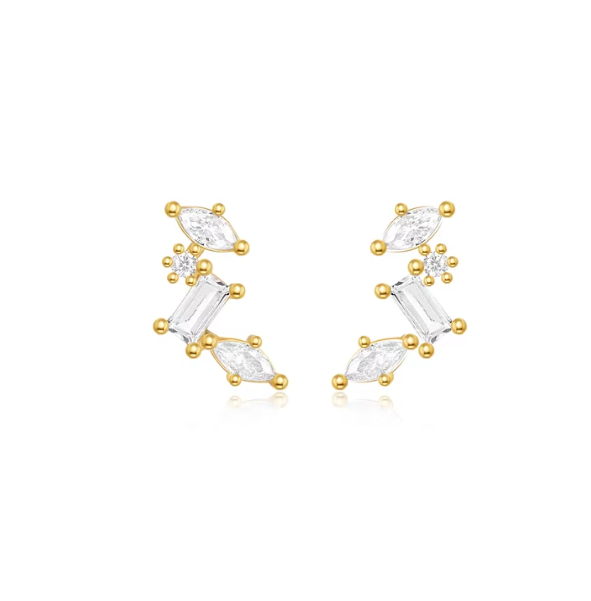 Celestial Gold Cluster Earrings - 18k Gold Plated Sterling Silver with Aaaaa Cubic Zirconia - Gold