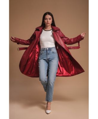 Women's Leather Jacket, Burgundy, Created for Macy's