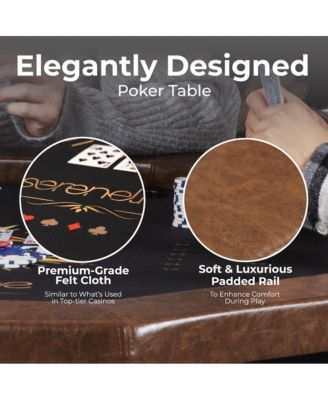 Foldable and Portable Octagonal Poker/Casino Game Table with Cushioned Rail for 8 Players