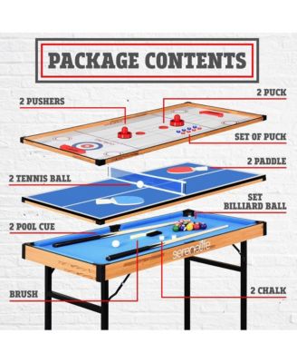 4-in-1 Multi-Function Game Table with Pool, Hockey, Shuffleboard, and Ping Pong