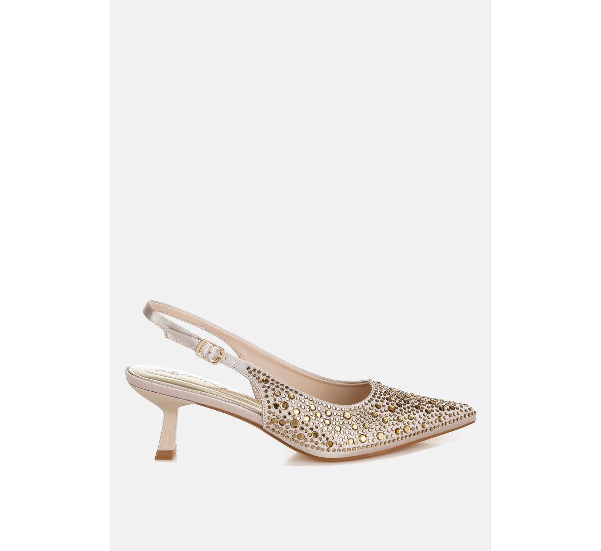 Vernaos Pointed Toe Rhinestone Slingbacks - Pink