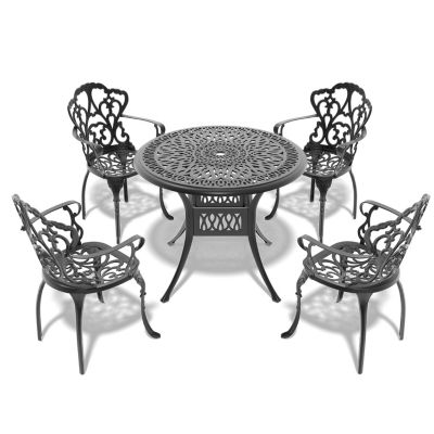 (Cushions In Random Colors)5-Piece Set Of Cast Aluminum Patio Furniture With Cushions