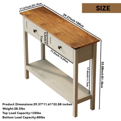 Farmhouse Console Table with Storage and Shelf