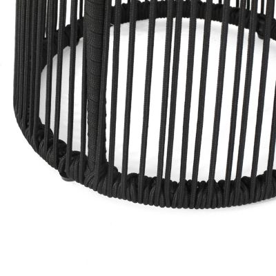 Streamdale Modern Moonstone Rope-Wrapped Side Table With Tempered Glass Top