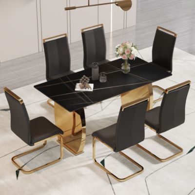 Streamdale Furniture Table and chair set, Modern rectangular table with ...