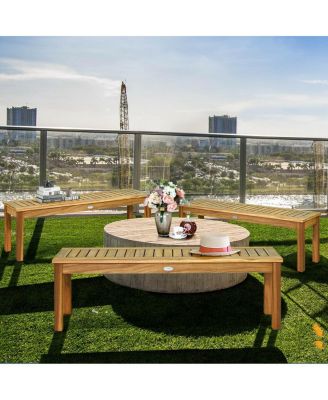 52 Inch Outdoor Acacia Wood Dining Bench Chair