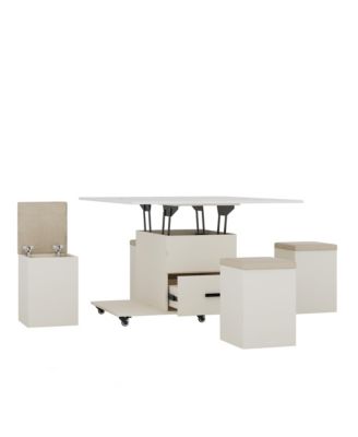 Modern Lift-Top Coffee Table and Stools