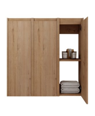 12" Bathroom Side Cabinet, 3-Soft Close Doors, Float Mounting Design