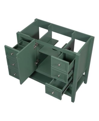 36" Bathroom Vanity without Sink, Cabinet Base Only, One Cabinet and three Drawers, Black