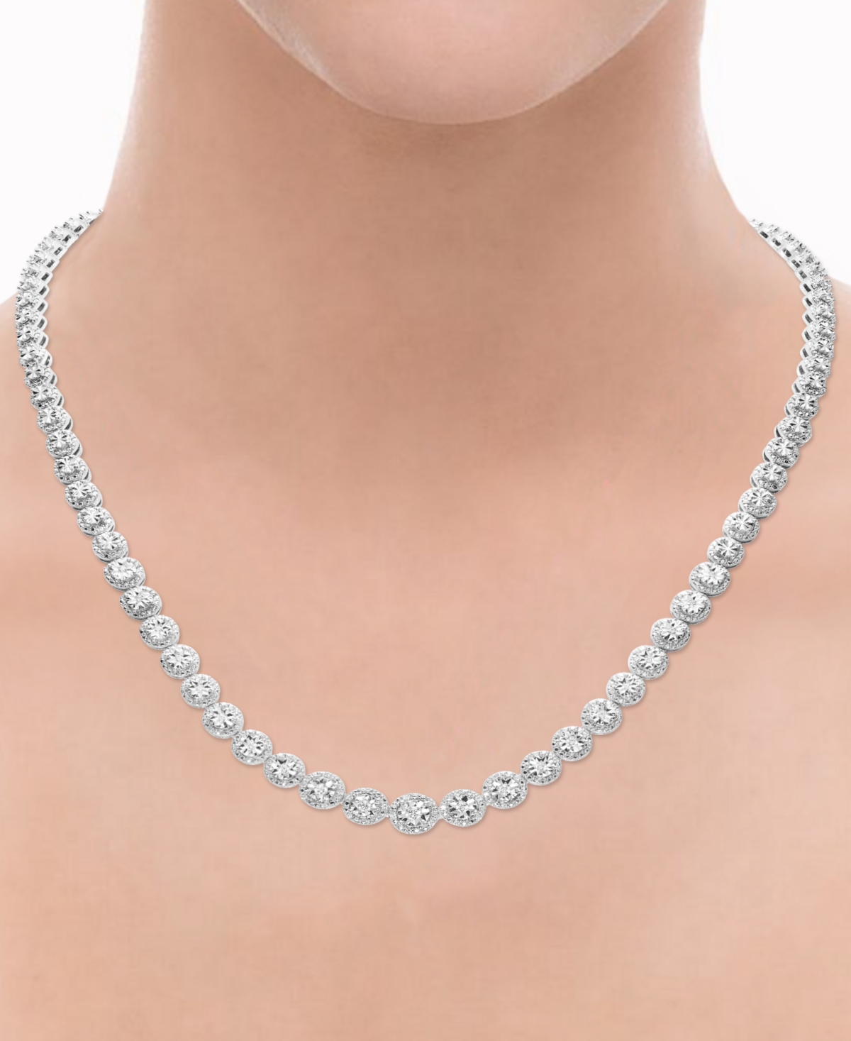 Macy's Diamond Collar Necklace (1/2 Ct. T.w.) In Sterling Silver, 16-1/2" + 2" Extender In Sterling Silver