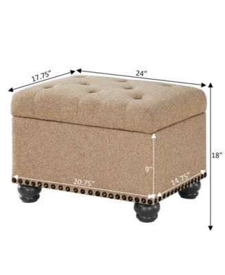 24" Faux Linen 5th Avenue Storage Ottoman