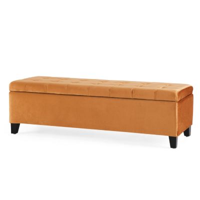 Luxurious Velvet Ottoman with Lift-Top Storage and Waffle Stitching
