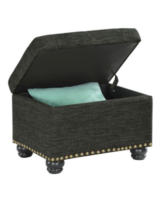24" Faux Linen 5th Avenue Storage Ottoman
