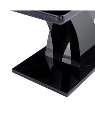 Table and chair set, modern dining table, black tabletop and black MDF leg table, soft and comfortable dining chair, perfect for dinner, meetings, home and office decor