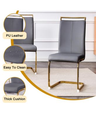 Simplie Fun Table and chair set, rock plate table top, gold metal table legs, stable and beautiful, suitable for most home styles. Modern simple dining table, comfortable seating