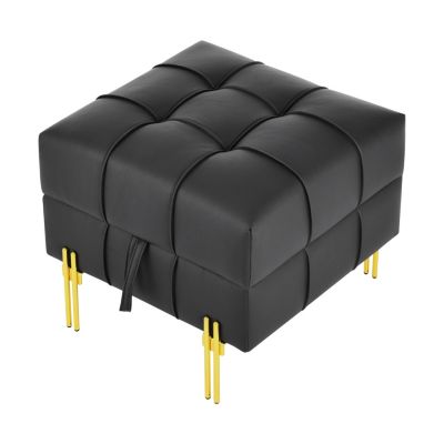 Streamdale Anti-Scratch Leather Ottoman Bench with Golden Legs