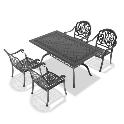 (Cushions In Random Colors)5-Piece Set Of Cast Aluminum Patio Furniture With Cushions