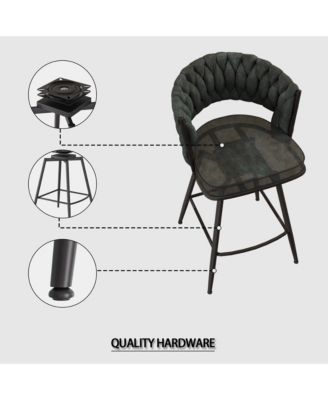 Suede Woven Bar Chair Set, Non-Adjustable, 360 Swivel (Blue