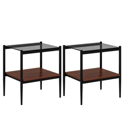 Rectangle End Table set (2), Glass Top