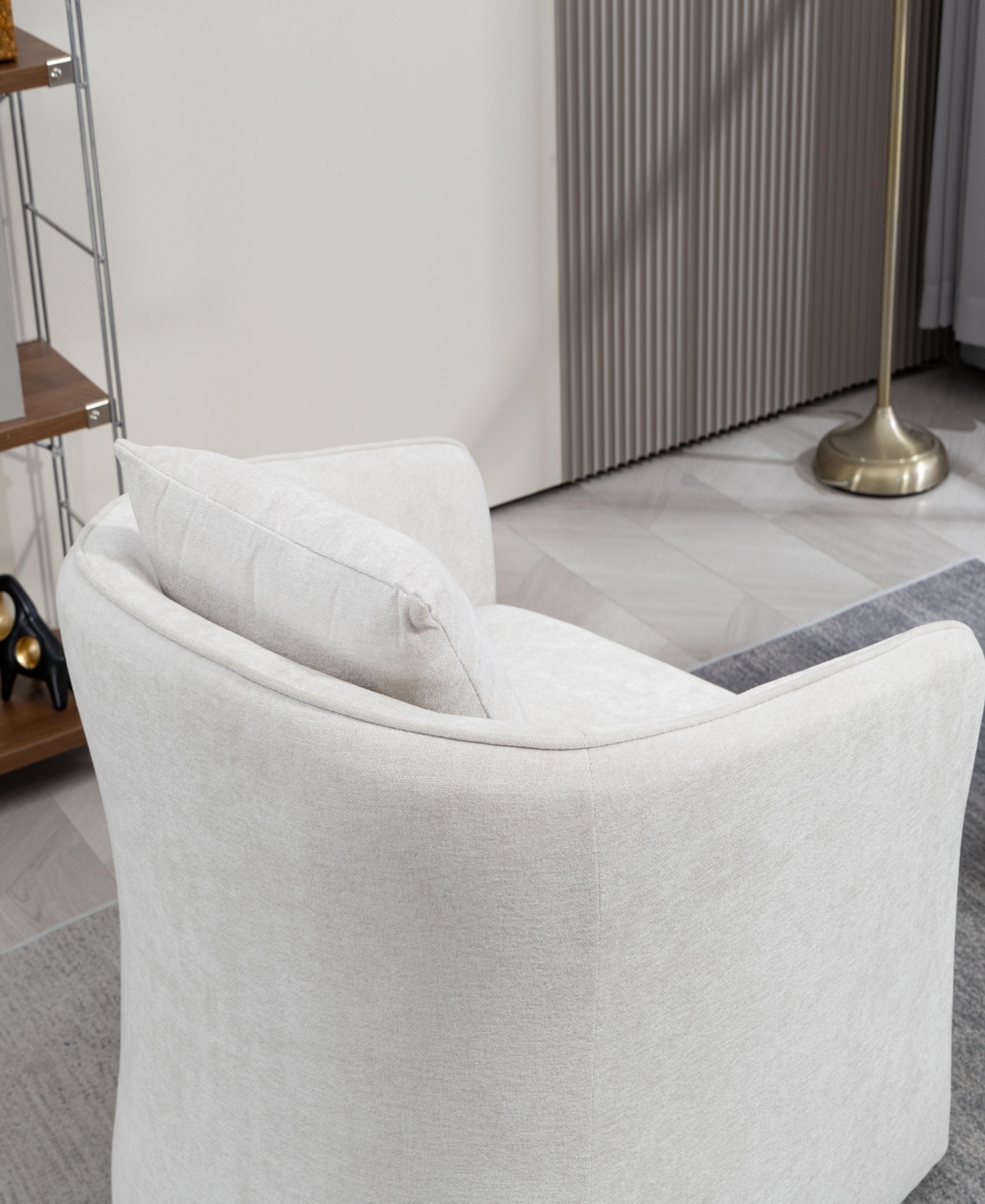 Streamdale Furniture Mid Century Modern Accent Chair with Wood Frame, Upholstered Swivel Chair For Living Room Chairs with Waist Cushion, Reading Armc