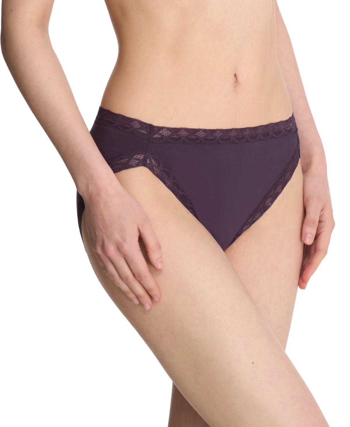 Natori Bliss Lace-trim Cotton French-cut Brief Underwear 152058 In Verbena