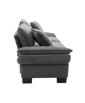 Corduroy Sleeper Sofa with Pillows