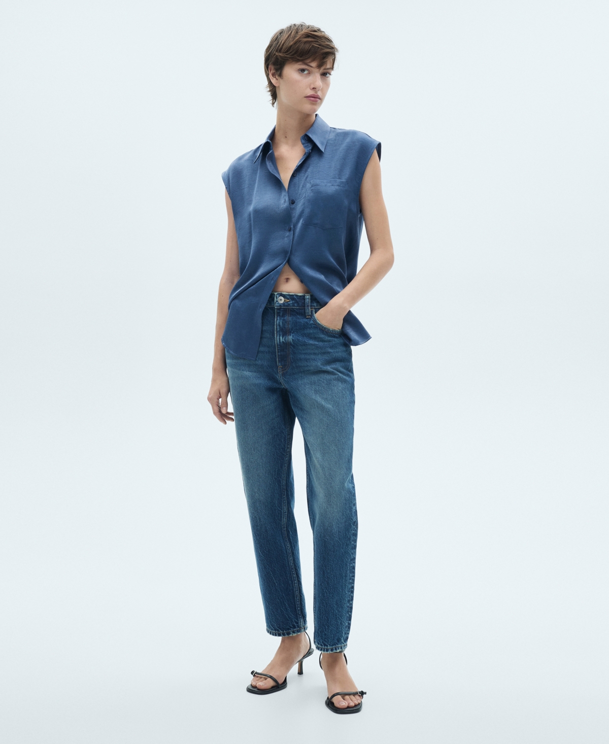 Mango Women's Satin Bow Shirt