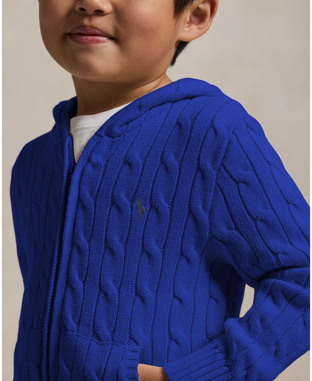 Polo Ralph Lauren Toddler and Little Boys Cable Cotton Hooded Full-Zip Sweater