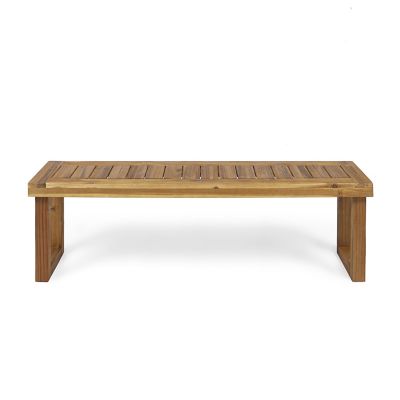 Streamdale Nestor Acacia Wood Slat Panel Bench For Outdoor Dining Or Seating