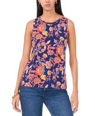 Vince Camuto - Women's Floral-Print Keyhole Sleeveless Top