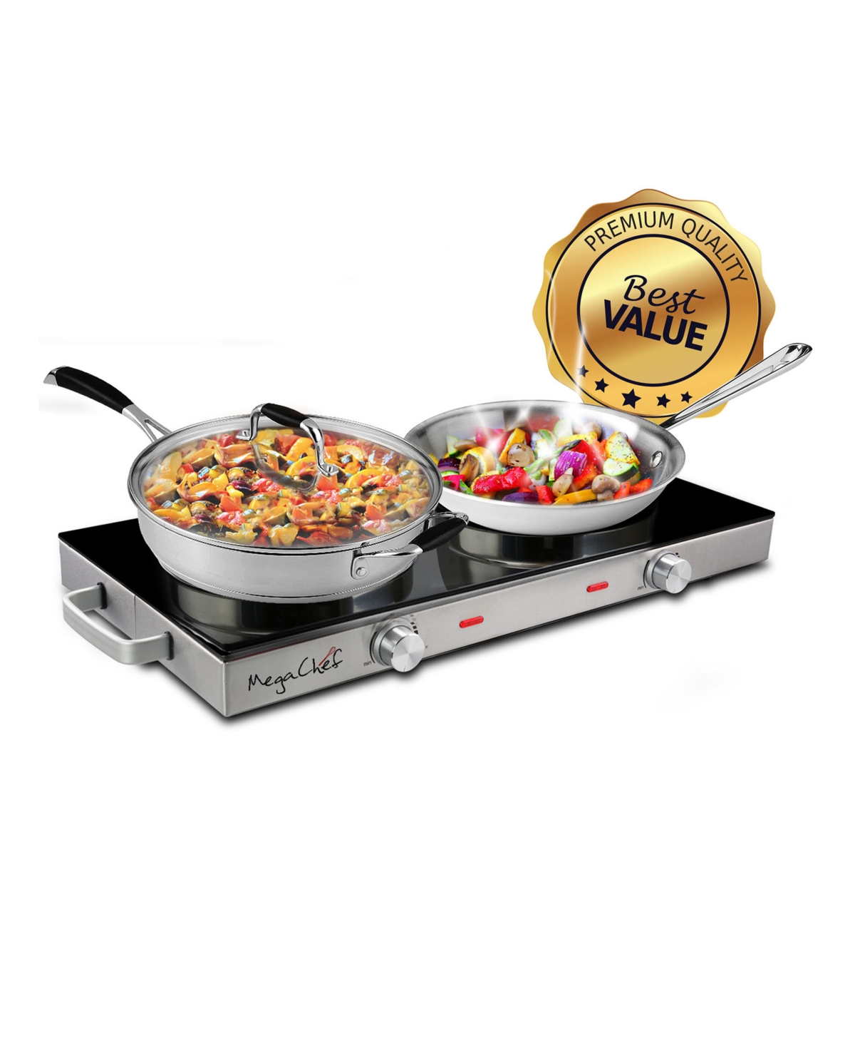 Megachef 1700 Watts Ceramic Infrared Double Electric Cooktop In Silver