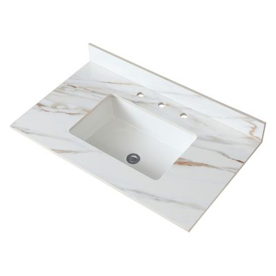 Streamdale 37" Marble Vanity Top with Sink and Backsplash