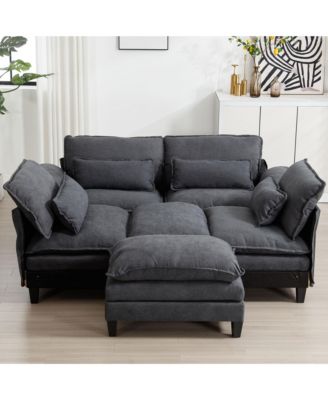 154.8" Oversized Modular Sofa, Ice Velvet Large U-Shaped Couch Comfy Upholstered 4-Seat Sofa with 2 Ottoman, 4 Lumbar Pillow, Deep Seat Couch for Living Room