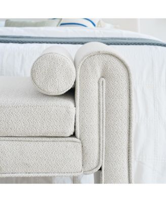 Bedroom storage stool, linen fabric storage stool, large storage space, 50.39 inches, can be used for bed end, living room, entrance, White