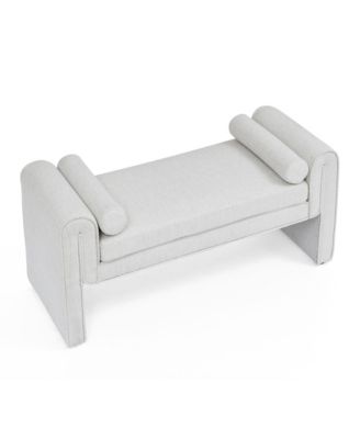 Bedroom storage stool, linen fabric storage stool, large storage space, 50.39 inches, can be used for bed end, living room, entrance, White