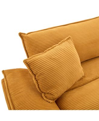 Corduroy Sofa Bed with Plush Pillows