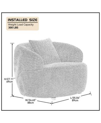 360 Swivel Mid Century Modern Curved Sofa, 1-Seat Cloud couch Boucle sofa Fabric Couch, Orange