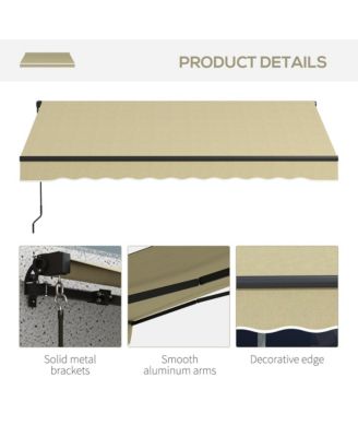 8' x 6.5' Retractable Awning, Patio Awning Sunshade Shelter with Manual Crank Handle, 280gsm UV Resistant Fabric and Aluminum Frame for Deck, Balcony, Yard, Beige