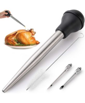 Stainless Steel Turkey Baster Syringe with Silicone Suction Bulb