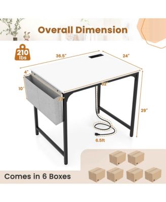 32" Meeting Room Desk Set of 6 with Charging Station & Headphone Hook Metal Frame