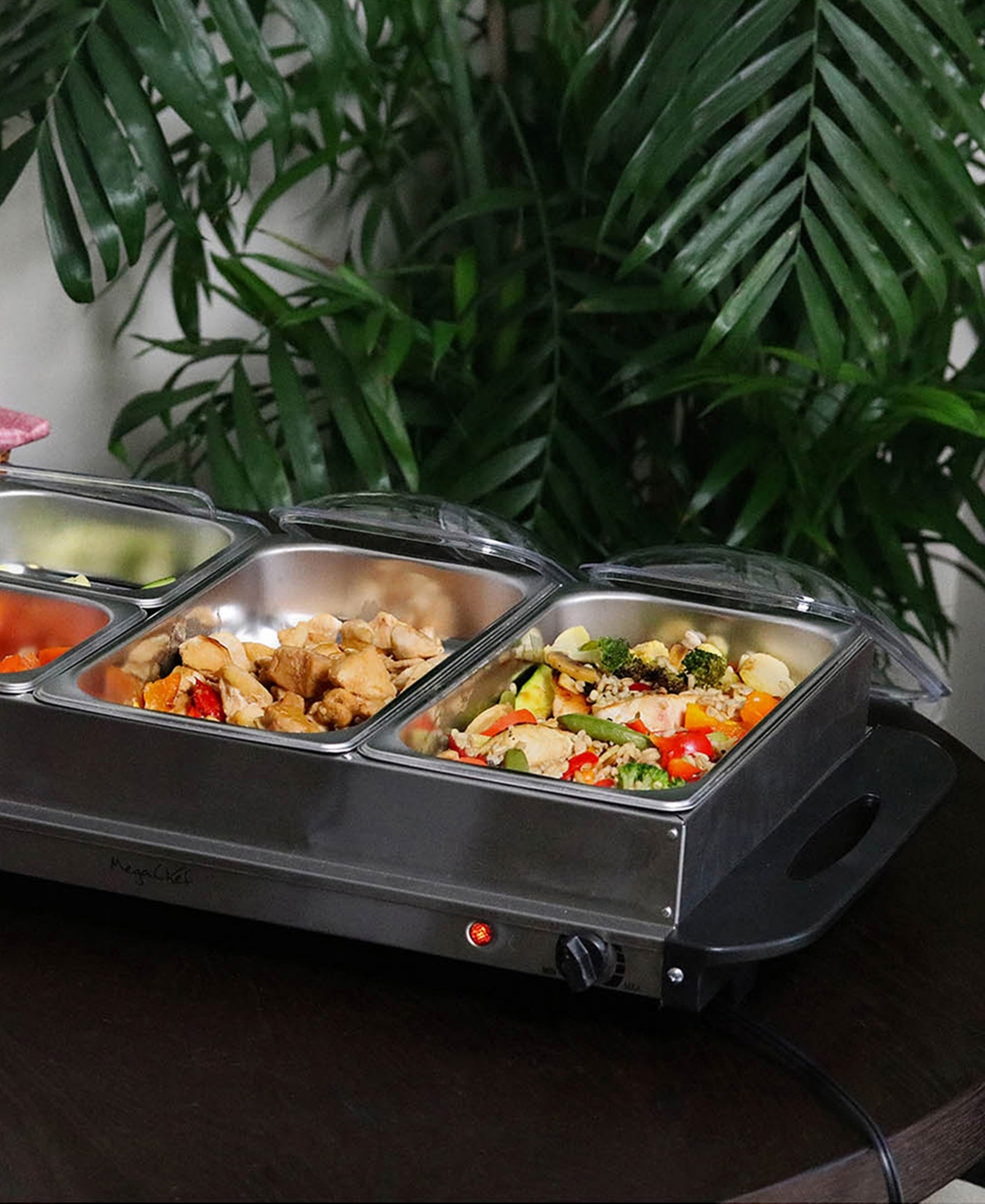 Megachef 4 Section Buffet Server Food Warmer In Silver