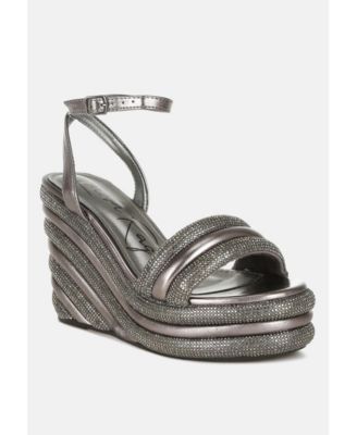 Womens My Bliss Rhinestone Studded Wedge Sandals