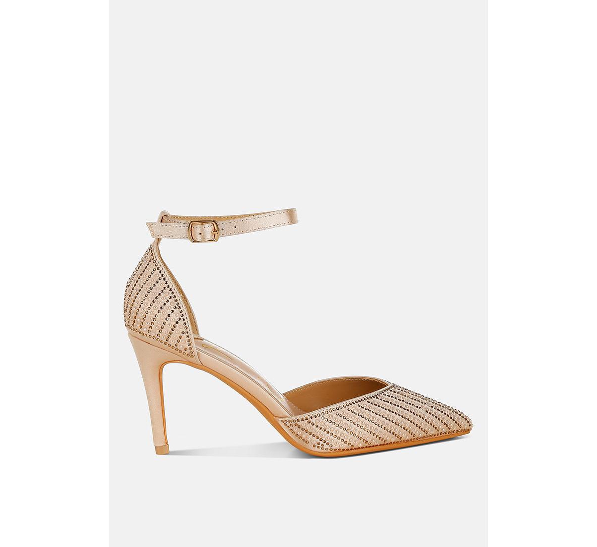 Wanda Pearls & Sequins Embellished Stiletto Sandals - Gold