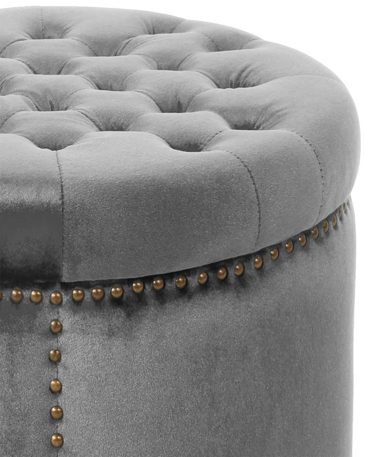 Luxurious Velvet Ottoman with Studded Rim for Comfort and Style